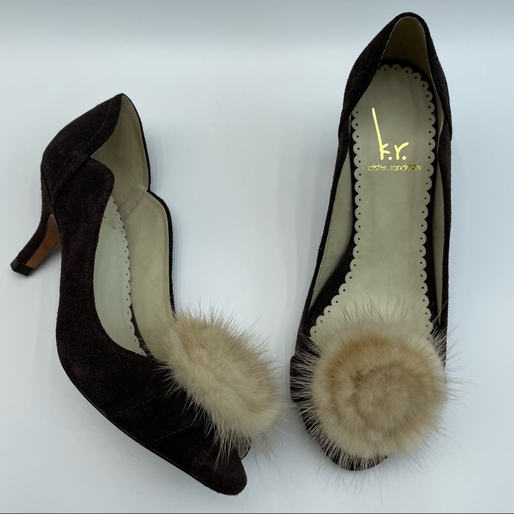 Kristen Randolph Chocolate Suede Leather Heels Size  7 - Picture 2 of 15